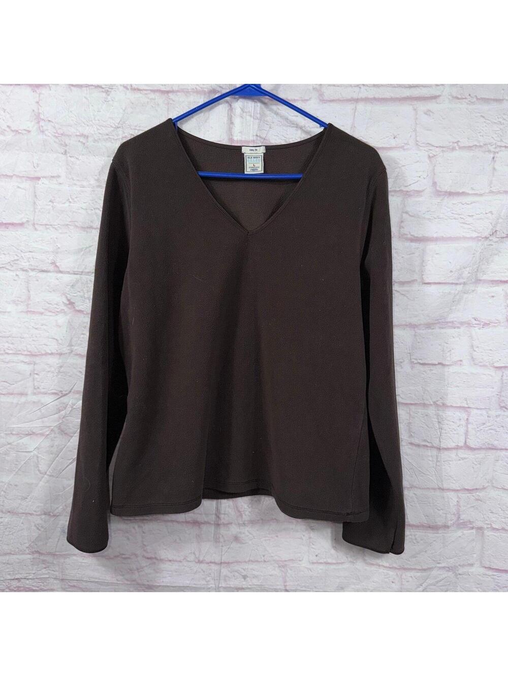 Old Navy Easy Fit Brown Long Sleeve V-Neck Top Women’s Large